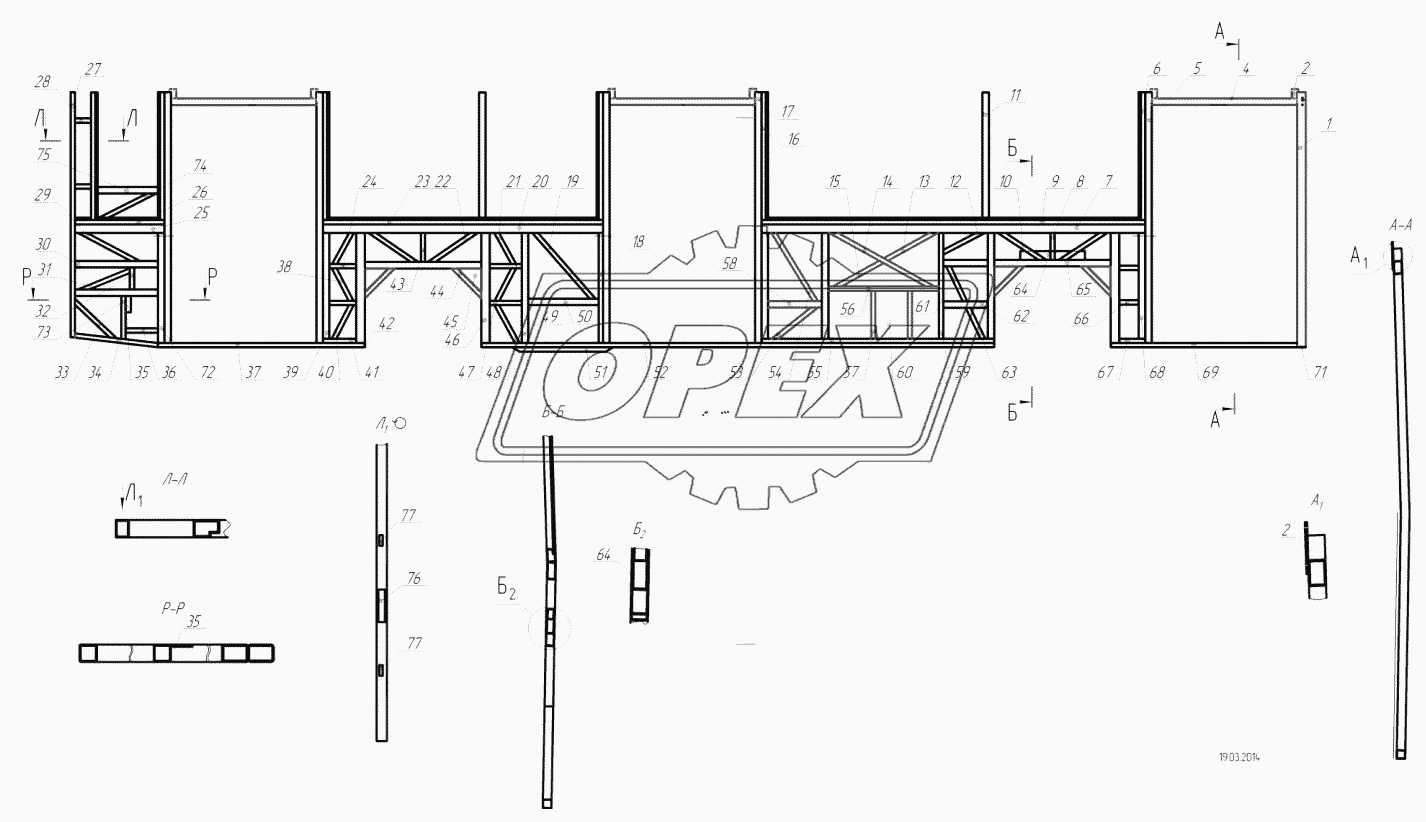 52994-102-5401010 – Каркас правой боковины