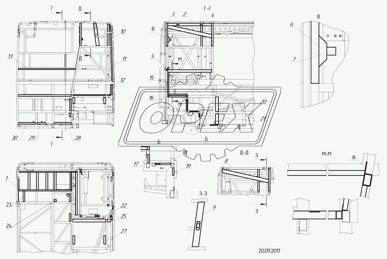 52994-5601500 – Каркас мотоотсека с установкой