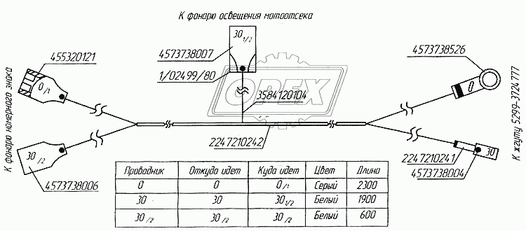 Жгут освещения номерного знака и мотоотсека 5299-3724880СБ