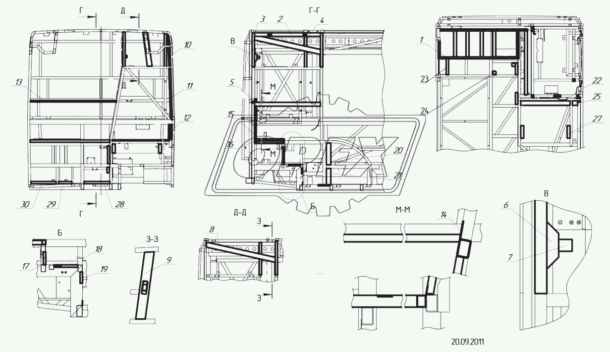 52994-5601500 – Каркас мотоотсека с установкой