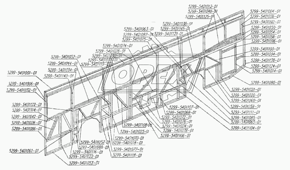 Каркас левой боковины