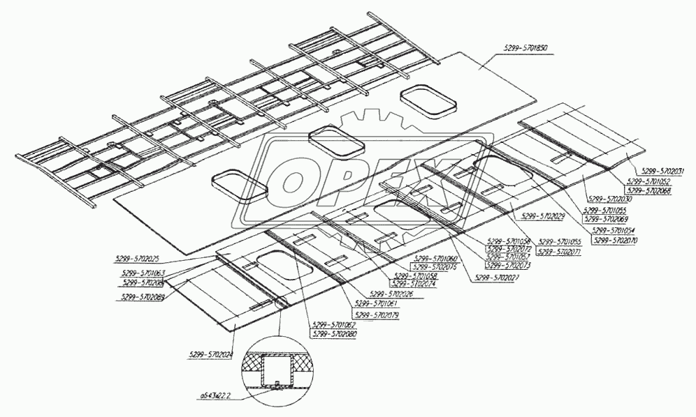 Установка внутренних панелей крыши