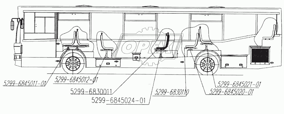 Расположение сидений с левой стороны