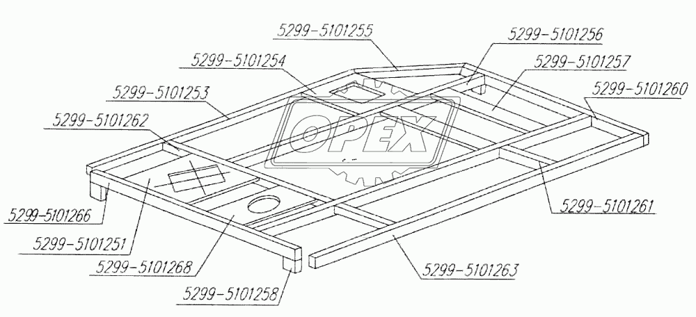 Каркас пола рабочего места водителя