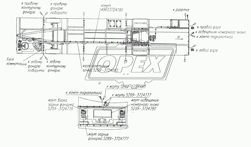 Электромонтажная схема жгутов на шасси