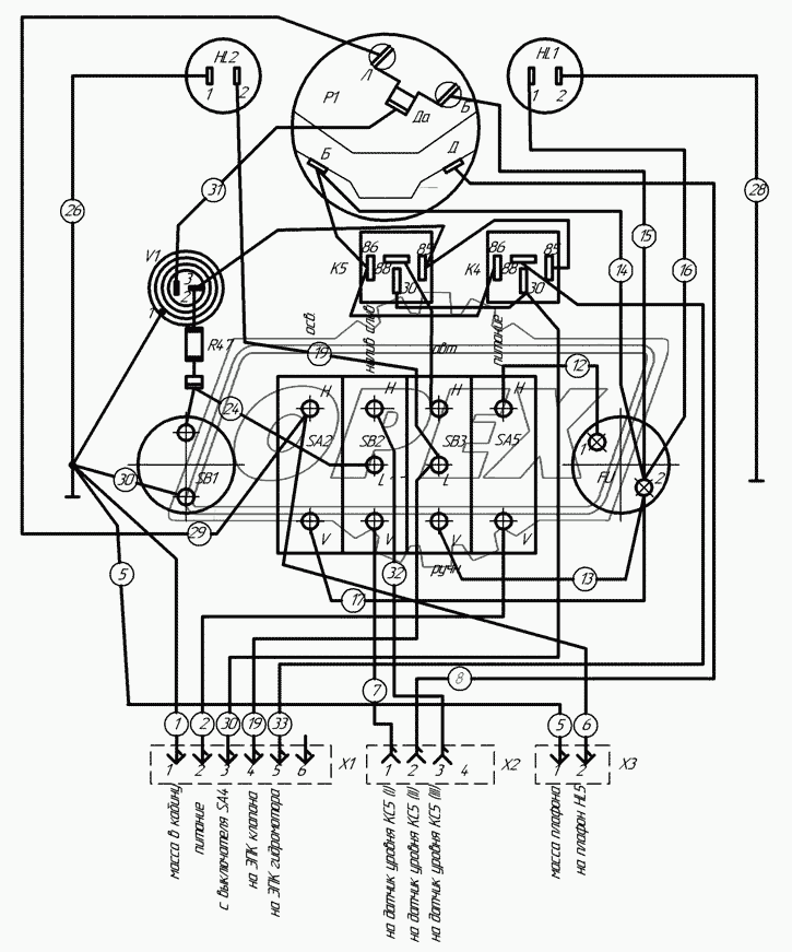 96741-3718300 Схема электрическая щитка приборов