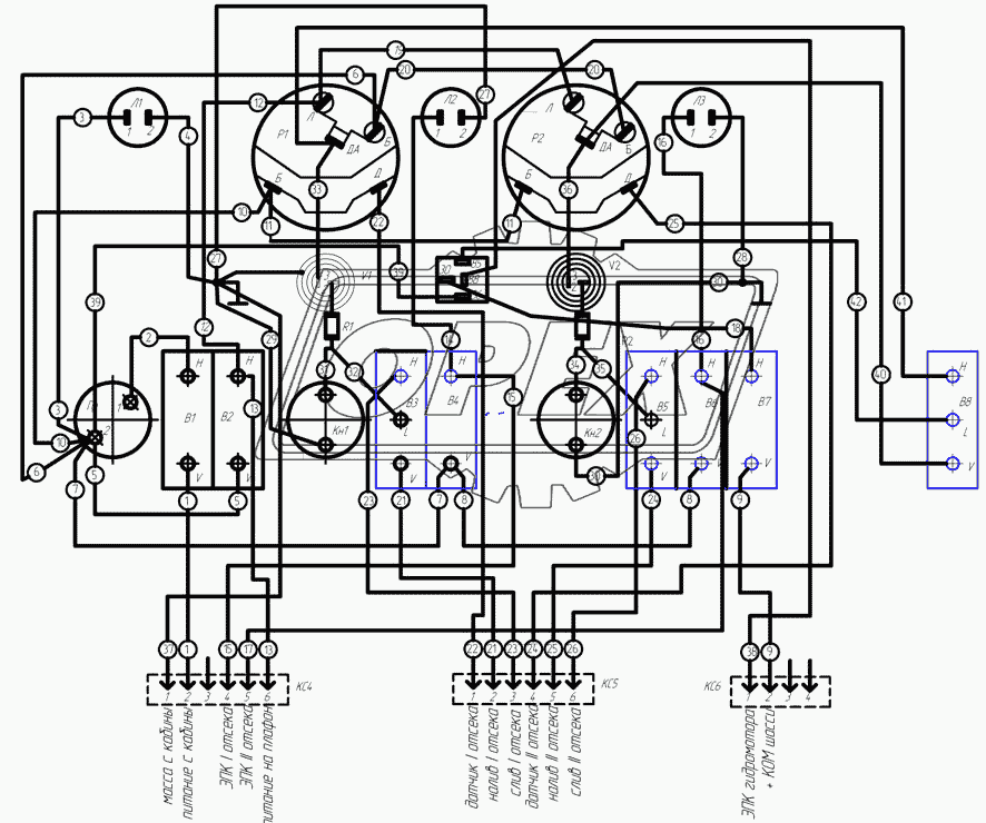 66052-3718425 Э4 Схема электрическая соединений