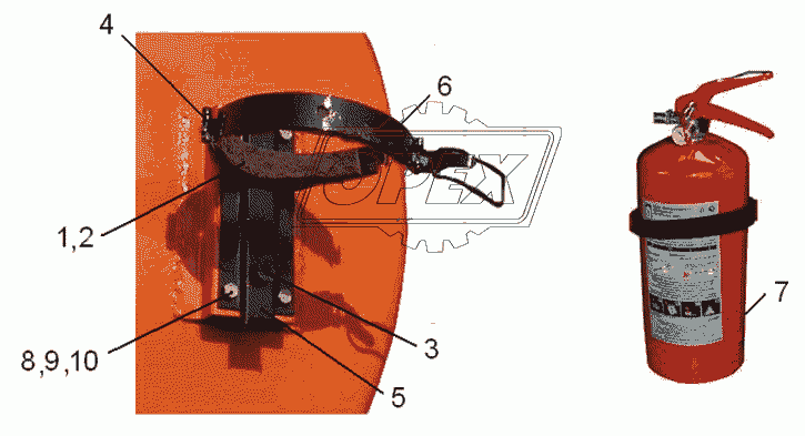 9674-3910165  Установка огнетушителя