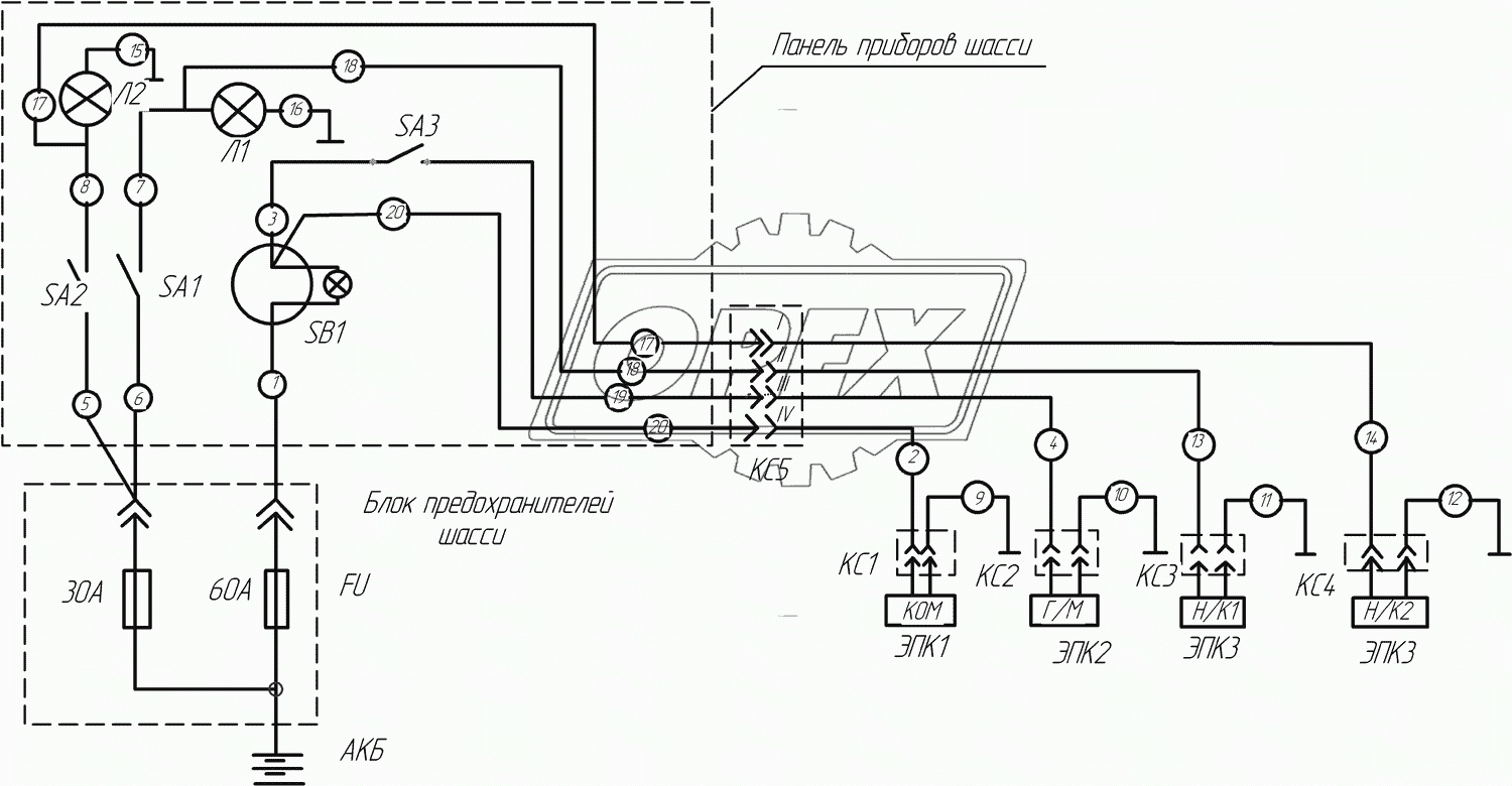 66063N-3729010 Э4 Схема электрическая соединений (с насосом)