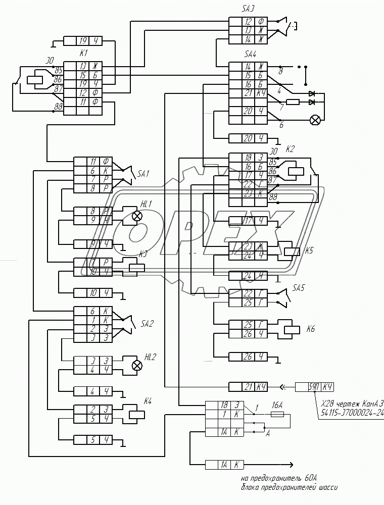 66065-3729011Э3 Схема электрическая принципиальная (с насосом)