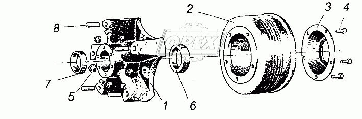 Ступица с тормозным барабаном для бездискового колеса (для модификаций с двускатной ошиновкой)