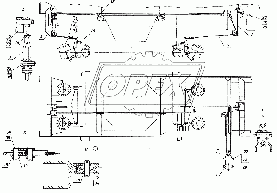Установка привода стояночного тормоза 9638-3508001