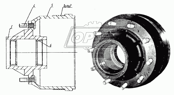 Ступица с тормозным барабаном в сборе