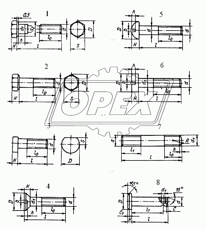 Болты, винты, шпильки, пальцы