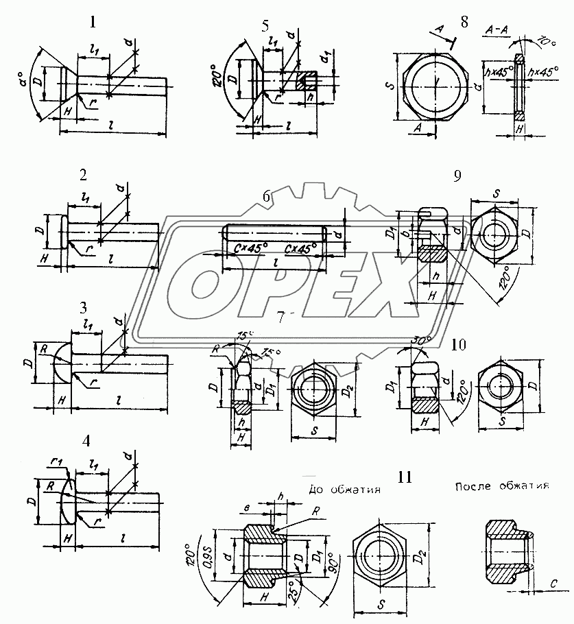 Гайки, заклепки, штифты