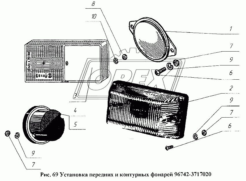 Установка передних и контурных фонарей 96742-3717020