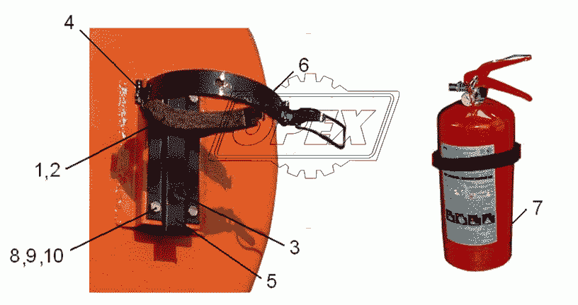 9674-3910165 Установка огнетушителя
