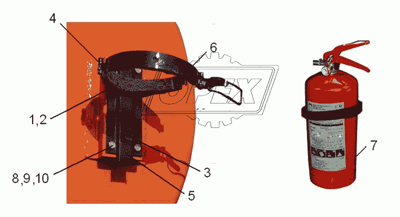 9674-3910165 Установка огнетушителя