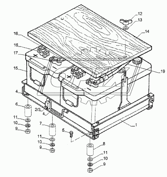 BATTERY AND BATTERY MOUNTING