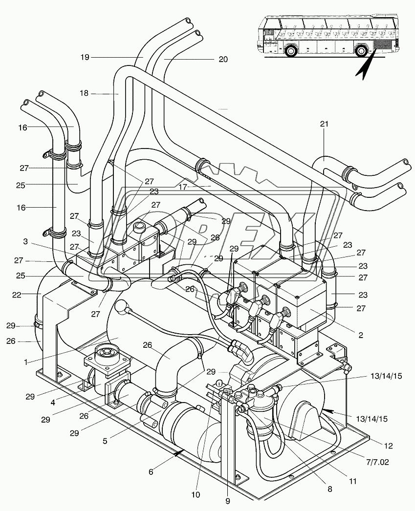 INDEPENDENT CAR HEATING version: one circulating pump