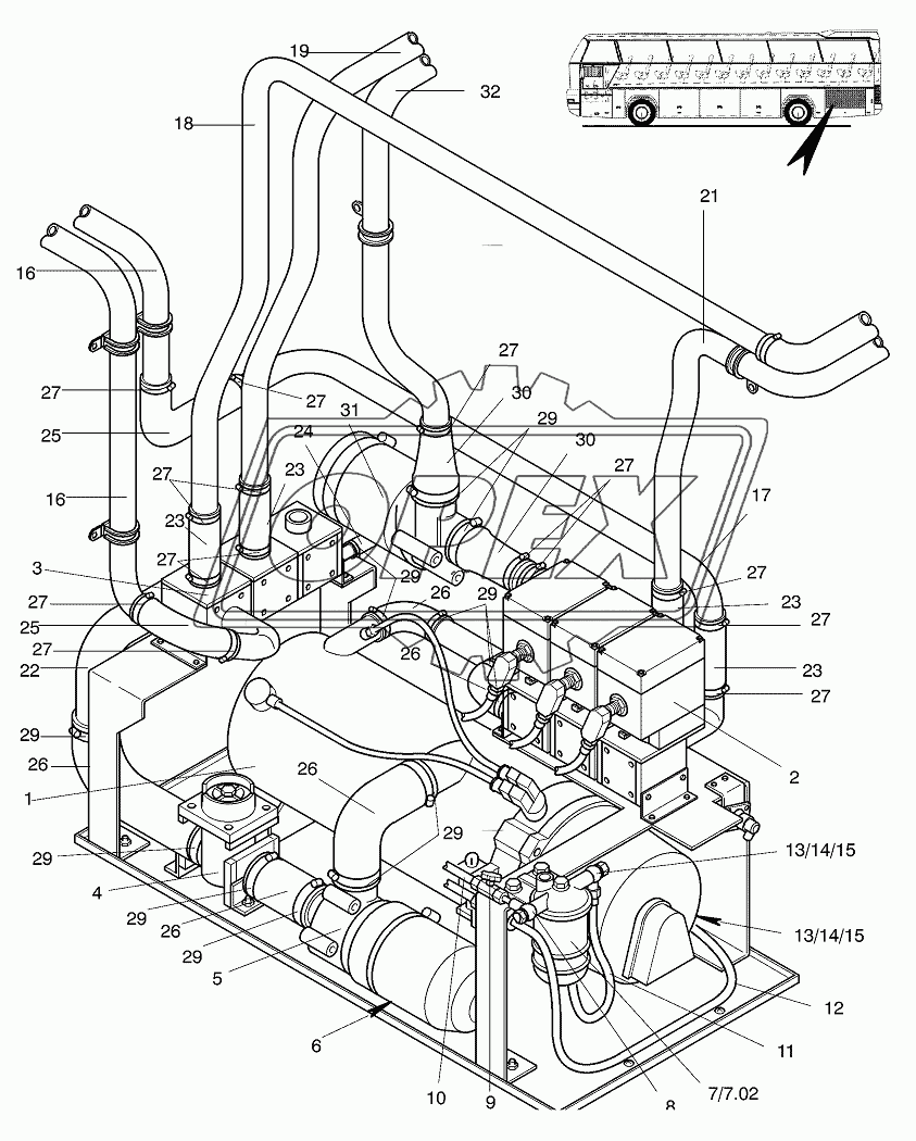 INDEPENDENT CAR HEATING version: two circulating pump