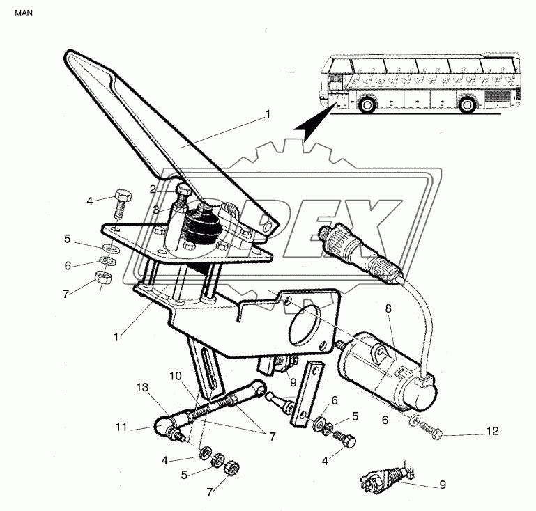 ACCELERATOR PEDAL AND PARTS Motor-MAN 1