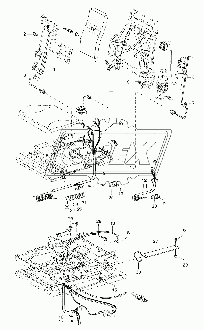 DRIVERS SEAT RECARO SWITCHES, WIRING HARNESSES AND CONNECTING MATERIALS FOR P-SEAT BASE FROM PRODUCTIONDATE 06.11.1995