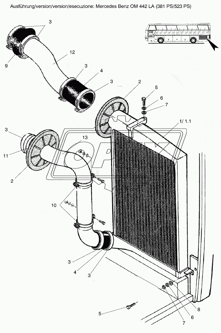 CHARGE AIR CIRCULATION Mercedes Benz OM 442 LA (381 PS/523 PS)
