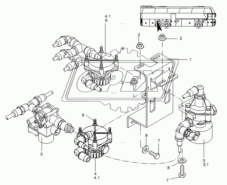 VALVE SUPPORT TRAILING AXLE 1