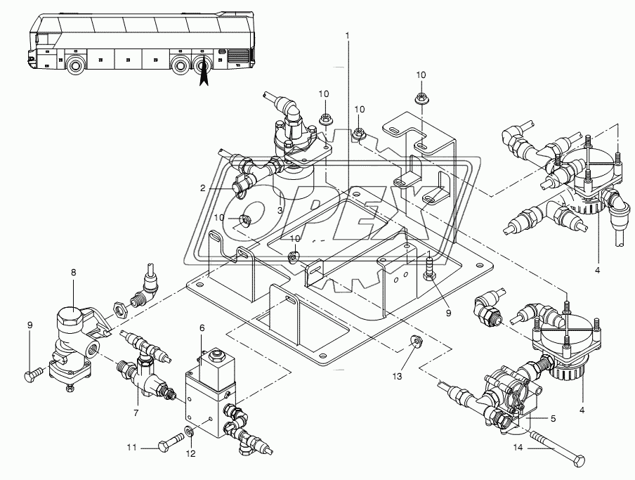 VALVE SUPPORT TRAILING AXLE 2