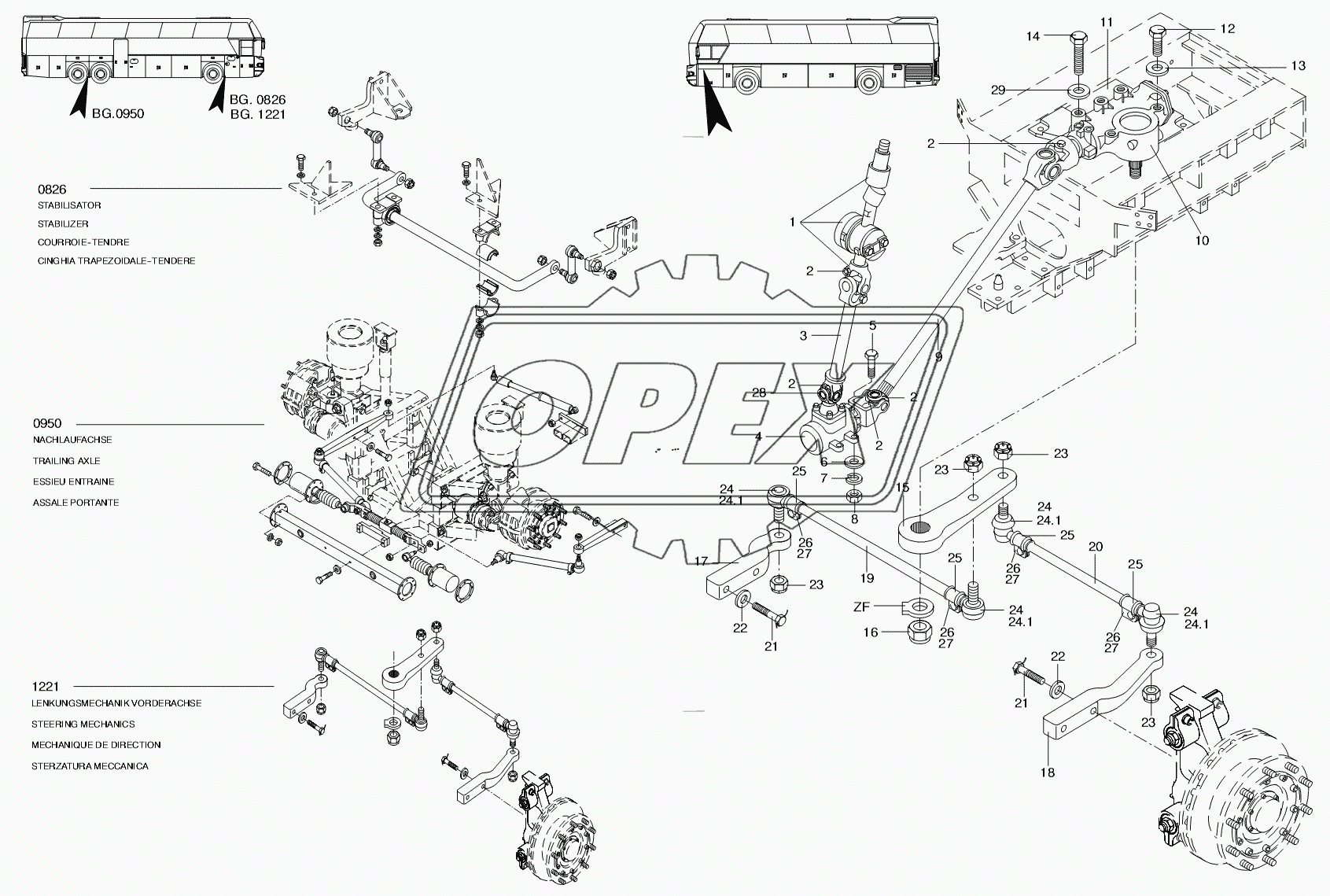 STEERING MECHANICS FRONT AXLE