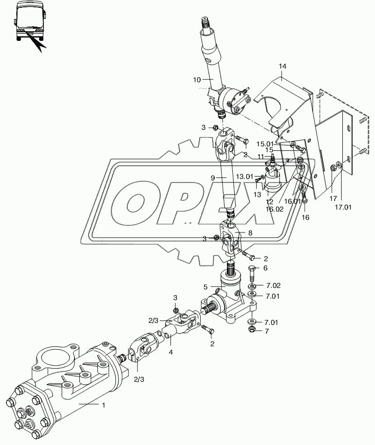 STEERING MECHANICS FRONT AXLE 3