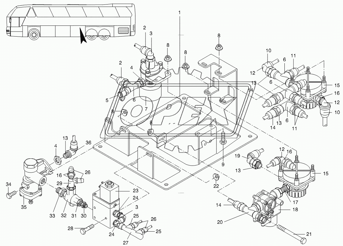 VALVE SUPPORT TRAILING AXLE