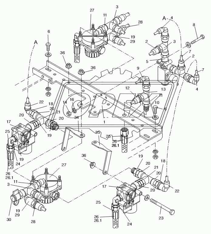 VALVE TRAILING AXLE 1