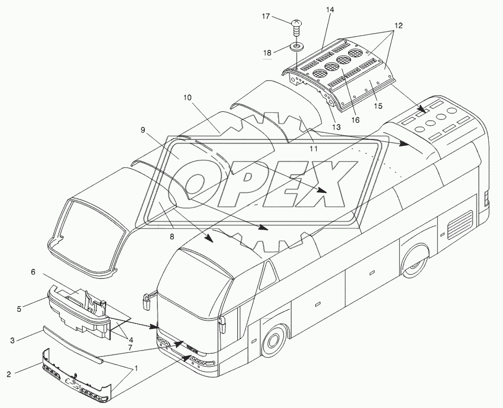 SYNTHETIC PARTS OUTSIDE ROOF/FRONT