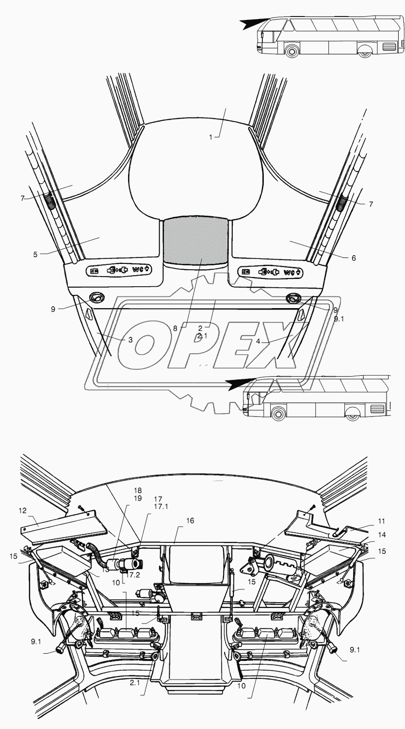 INSIDE COVER AND UPPER DECK FRONT