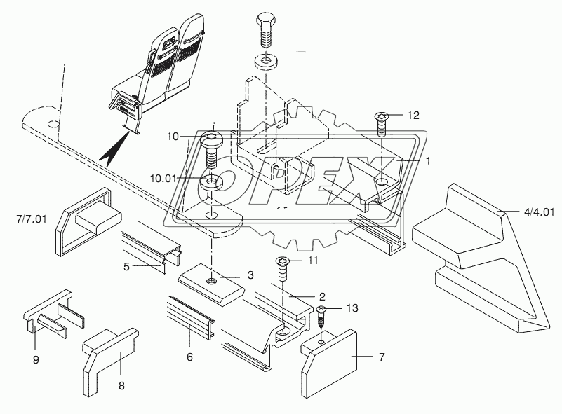 SEAT RAIL