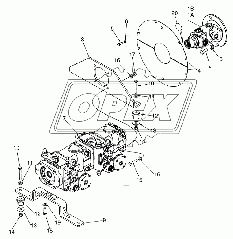 MOUNTING ­ PUMP, HYDROSTATIC TANDEM AND DRIVESHAFT