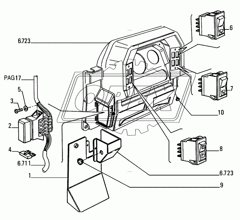 ROPS CAB ­ DASHBOARD ­ OPTIONAL CODE 784133051