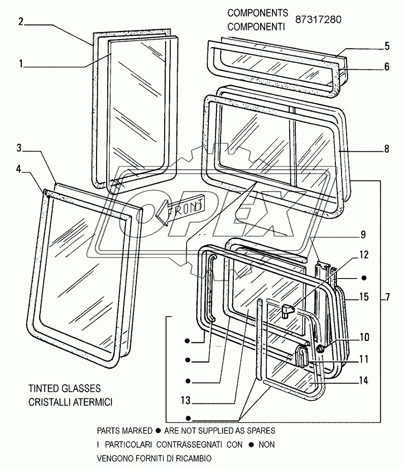 ROPS CAB ­ GLASS PLATES ­ OPTIONAL CODE 784133051