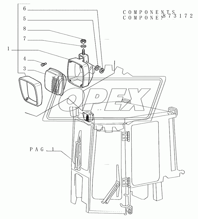 ROPS CAB ­ FLOODLIGHT OPTIONAL CODE 784133051