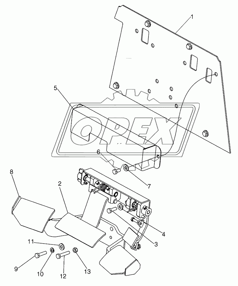 BRAKE PEDAL AND FOOTREST MOUNTING