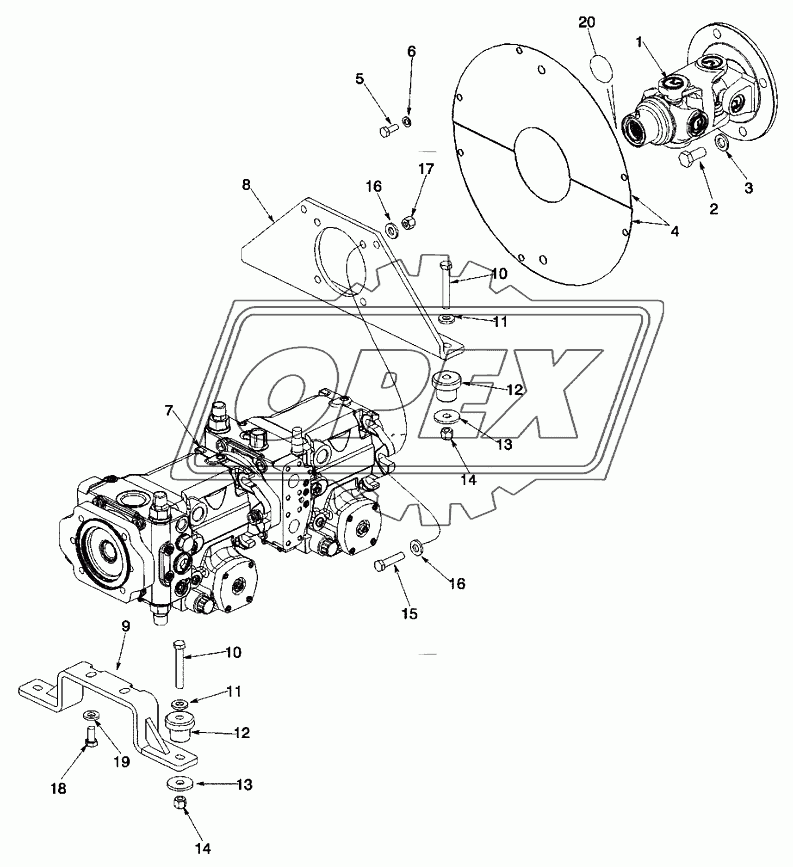 MOUNTING ­ PUMP, HYDROSTATIC TANDEM AND DRIVESHAFT