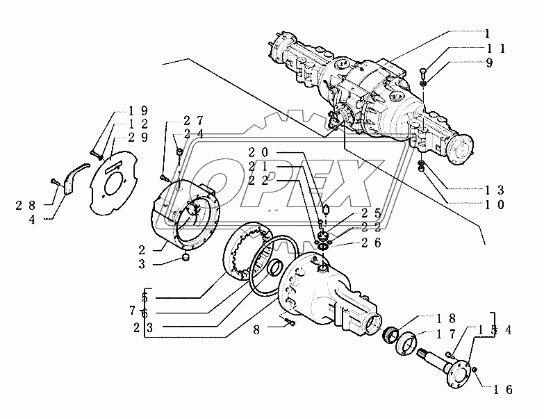Rear axle (power­shuttle) (side shift) 1