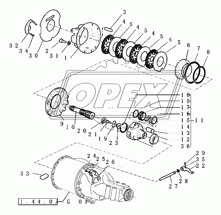 Rear axle (power­shuttle) (side shift) 2