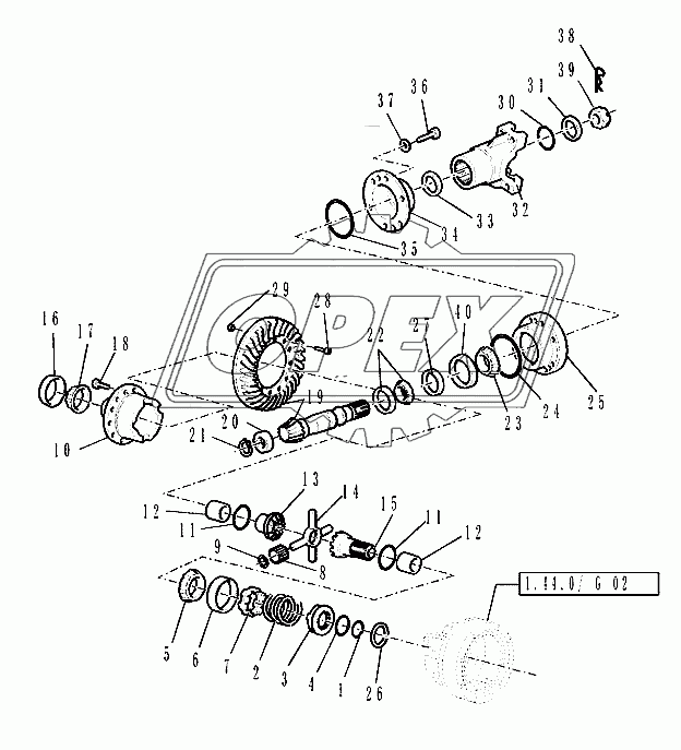 Rear axle (power­shuttle) (side shift) 3
