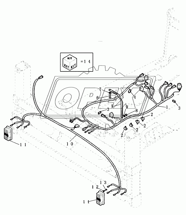 Кабелепроводка рамы и кабель заземления (power shuttle) 1