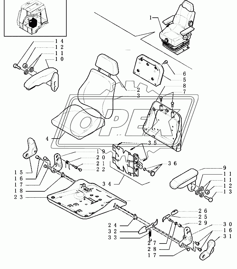 Сиденье подушка, подлокотник и related parts 3