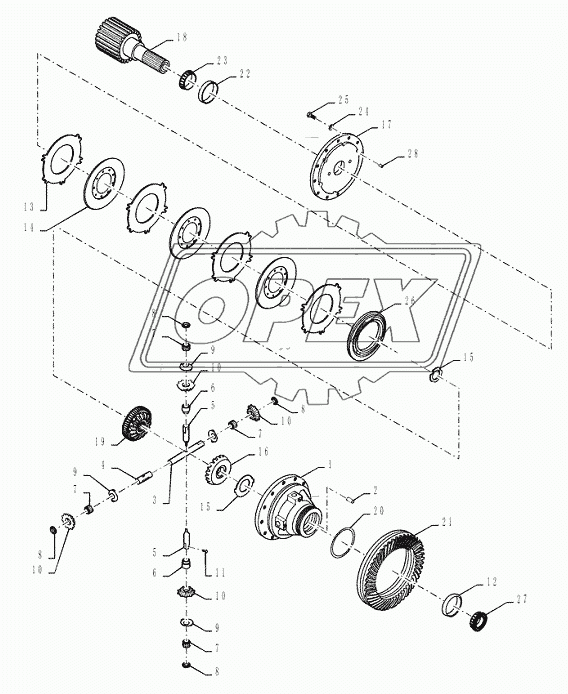 (44.100.06) - AXLE - ASSY - 315 SERIES - DIFFERENTIAL,WITH DIFFERENTIAL LOCKS - T9.390
