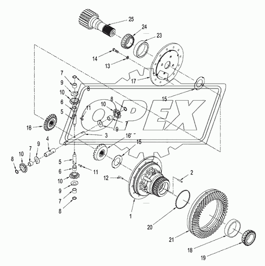 (44.100.12) - AXLE - ASSY - 425 SERIES - DIFFERENTIAL, WITHOUT DIFFERENTIAL LOCKS